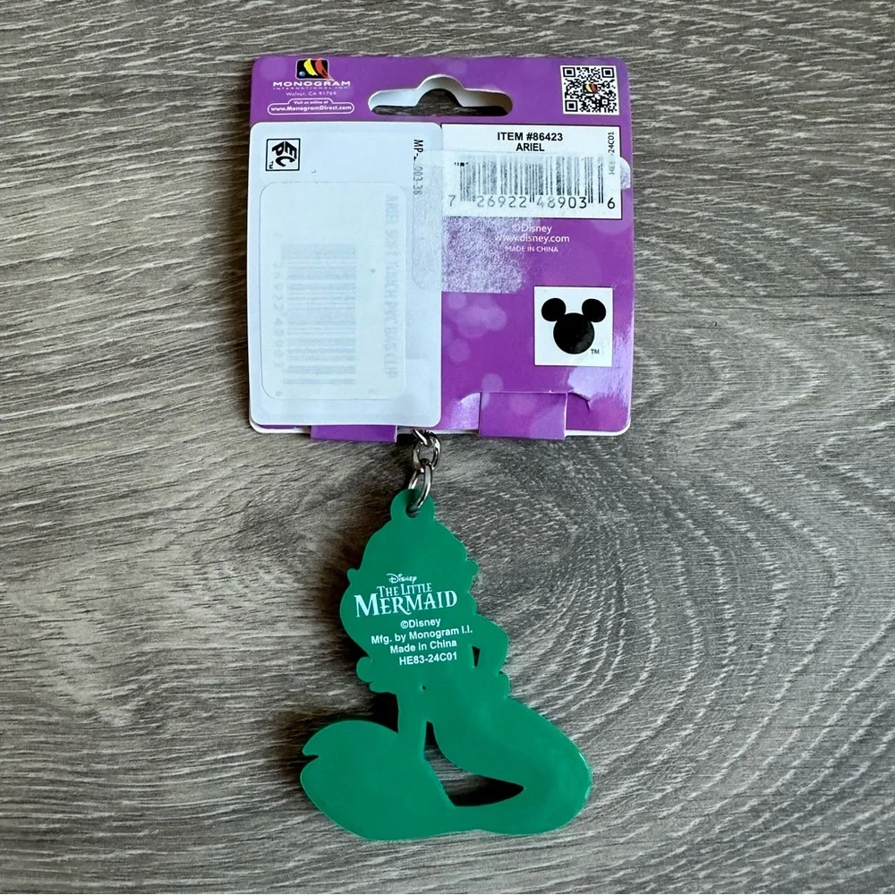 🆕 Disney Princess Ariel Little Mermaid Lightweight Soft Touch Keychain Bag Charm - Picture 3 of 4